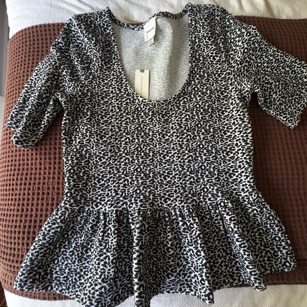 Maeve Leopard Print Peplum Top NWT